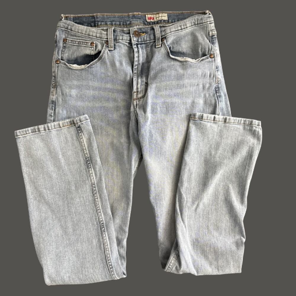 Wrangler Slim Straight Light Wash Jeans Men's 32x34 Vintage Fade Denim